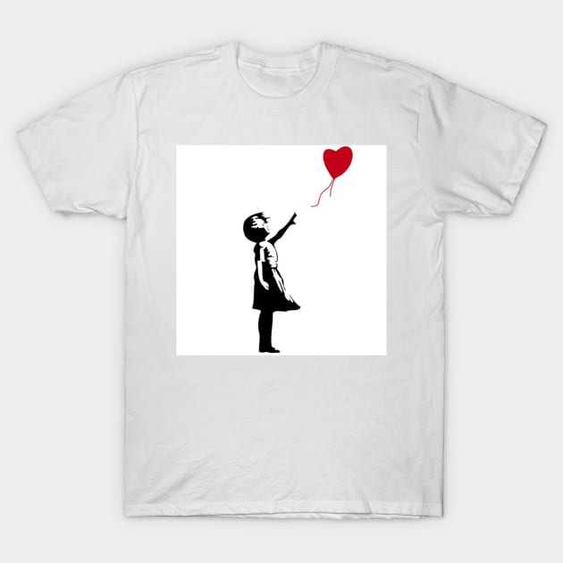 Banksy Girl with Red Heart Balloon T-Shirt by GTC_Design